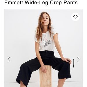 Madewell Black Wide Leg Crop Pants (Size 27)